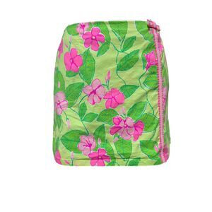 Vintage White Label Lily Pulitzer Skort Pink Green Mandevilla Floral Pink Bow 4